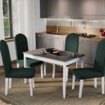 Set Masa Grand Gri + 4 Scaune Grand Verde