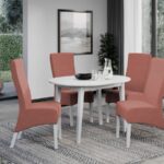 Set Masa Rosa extensibila + 4 Scaune Paris Castel 55