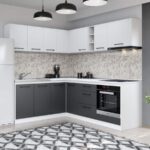 Set Mobila Bucatarie Colt Mina Dual 180*220 Gri Antracit/Alb C112