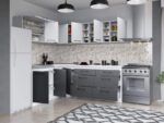 Set Mobila Bucatarie Colt Mina Dual 180*220 Gri Antracit/Alb C120 - imagine 2