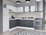 Set Mobila Bucatarie Colt Mina Dual 180*220 Gri Antracit/Alb C120 - imagine 3