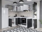Set Mobila Bucatarie Colt Mina Dual 180*260 Gri Antracit/Alb C111 - imagine 2
