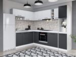 Set Mobila Bucatarie Colt Mina Dual 180*260 Gri Antracit/Alb C111