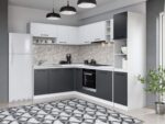 Set Mobila Bucatarie Colt Mina Dual 180*260 Gri Antracit/Alb C111 - imagine 3