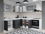 Set Mobila Bucatarie Colt Mina Dual 240*240 Gri Antracit/Alb C113 - imagine 2