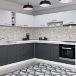 Set Mobila Bucatarie Colt Mina Dual 240*240 Gri Antracit/Alb C113
