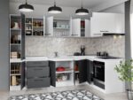 Set Mobila Bucatarie Colt Mina Dual 280*160 Gri Antracit/Alb C116 - imagine 2