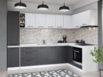 Set Mobila Bucatarie Colt Mina Dual 280*160 Gri Antracit/Alb C116 - imagine 3
