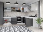 Set Mobila Bucatarie Colt Mina Dual 300*240 Gri Antracit/Alb C114 - imagine 2