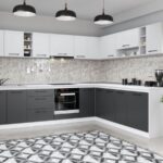 Set Mobila Bucatarie Colt Mina Dual 300*240 Gri Antracit/Alb C114