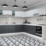 Set Mobila Bucatarie Colt Mina Dual 300*300 Gri Antracit/Alb C117
