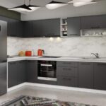 Set Mobila Bucatarie Colt Mina Grafit 140*300 Gri Antracit - C89
