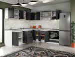 Set Mobila Bucatarie Colt Mina Grafit 240*240 Gri Antracit - C87 - imagine 2