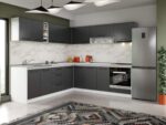 Set Mobila Bucatarie Colt Mina Grafit 240*240 Gri Antracit - C87