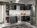 Set Mobila Bucatarie Colt Mina Grafit 280*160 Gri Antracit - C90 - imagine 2