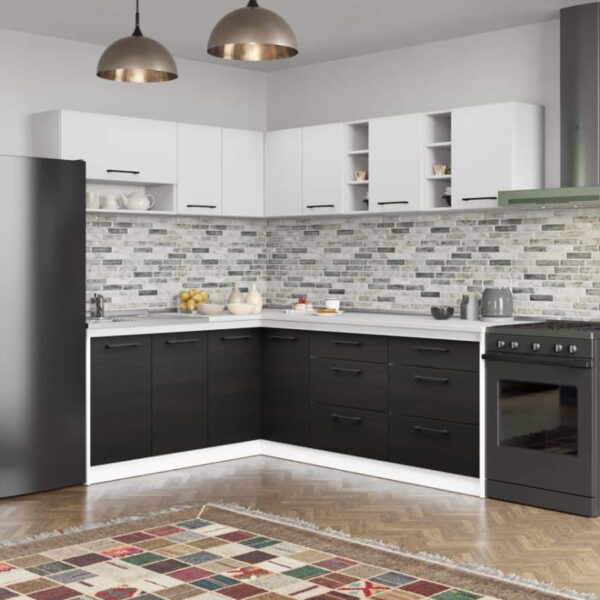 Set Mobila Bucatarie Colt Mina Yang 180*220 Ferrara/Alb C148