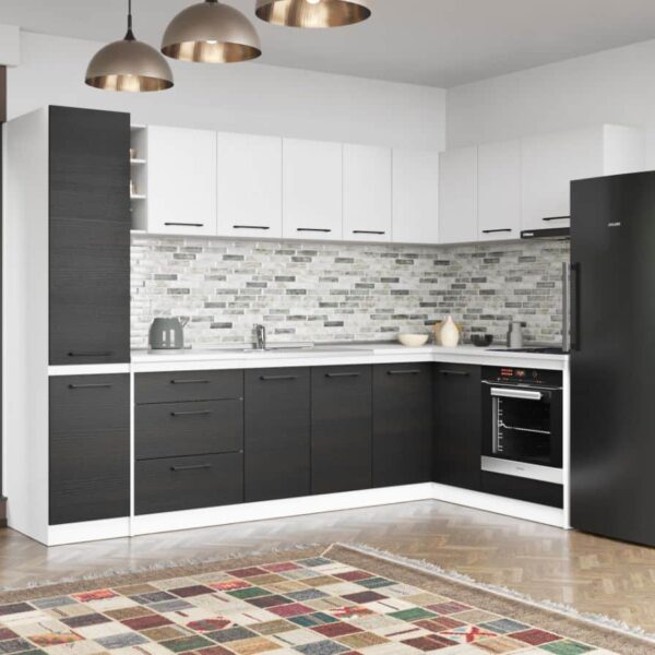 Set Mobila Bucatarie Colt Mina Yang 280*160 Ferrara/Alb C144