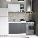 Set Mobila Bucatarie Mina Dual 110 Gri Antracit/Alb C107