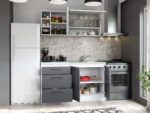 Set Mobila Bucatarie Mina Dual 140 Gri Antracit/Alb C101 - imagine 2