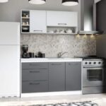 Set Mobila Bucatarie Mina Dual 140 Gri Antracit/Alb C101