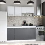 Set Mobila Bucatarie Mina Dual 160 Gri Antracit/Alb C104