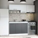 Set Mobila Bucatarie Mina Dual 180 Gri Antracit/Alb C105