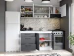 Set Mobila Bucatarie Mina Dual 200 Gri Antracit/Alb C102 - imagine 2