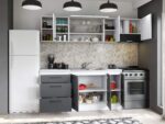 Set Mobila Bucatarie Mina Dual 230 Gri Antracit/Alb C109 - imagine 2