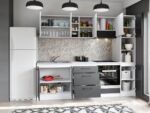 Set Mobila Bucatarie Mina Dual 244 Gri Antracit/Alb C121 - imagine 2
