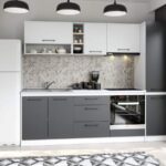 Set Mobila Bucatarie Mina Dual 244 Gri Antracit/Alb C98