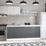 Set Mobila Bucatarie Mina Dual 260 Gri Antracit/Alb C108