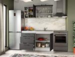 Set Mobila Bucatarie Mina Grafit 140 Gri Antracit C74 - imagine 2