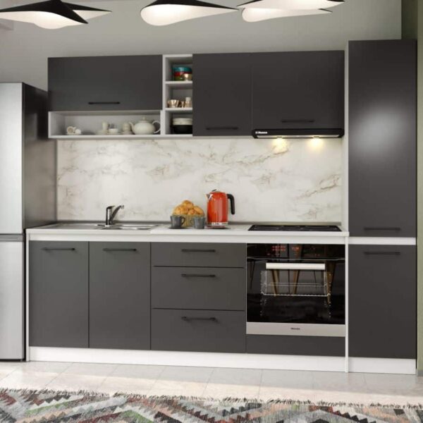 Set Mobila Bucatarie Mina Grafit 244 Gri Antracit C71