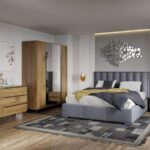 Set Mobila Dormitor Beverley tapitat cu oglinda