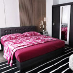 Set Mobila Dormitor Bingo F Tapitat Wenge - 4 piese