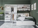 Set Mobila Dormitor Nordis 2.92m cu pat incadrat - imagine 3