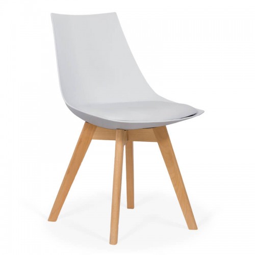 Scaun living cu picioare din lemn BUC 245 alb