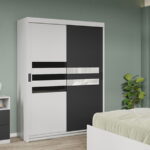 Dressing / Dulap dormitor Gri+Alb 138 - Glass