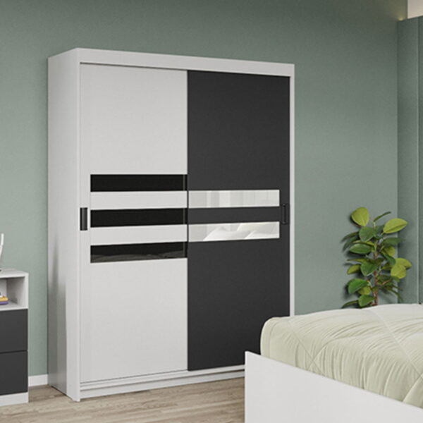 Dressing / Dulap dormitor Gri+Alb 138 - Glass