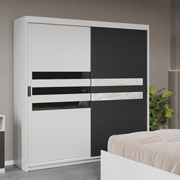 Dressing / Dulap dormitor Gri+Alb 184 - Glass