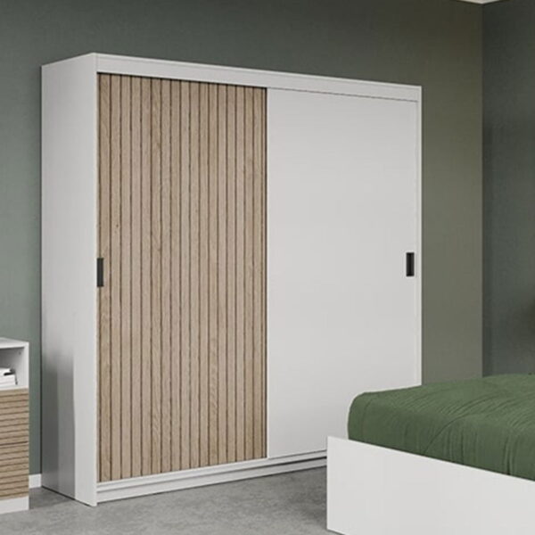 Dressing/Dulap dormitor Stejar Natur cu Alb 184 - Line