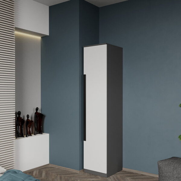 Dulap dormitor 1 Gri cu Alb 41 x 192