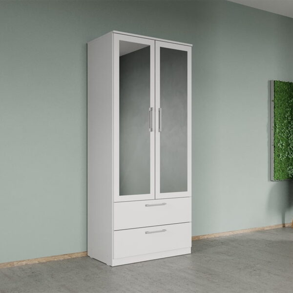 Dulap dormitor Alb 2U cu oglinda - Acapulco