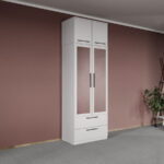 Dulap dormitor Alb 2U cu oglinda+suprapozabil - Madrid