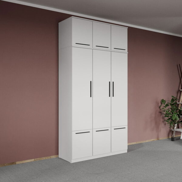 Dulap dormitor Alb 3U + suprapozabil - Madrid