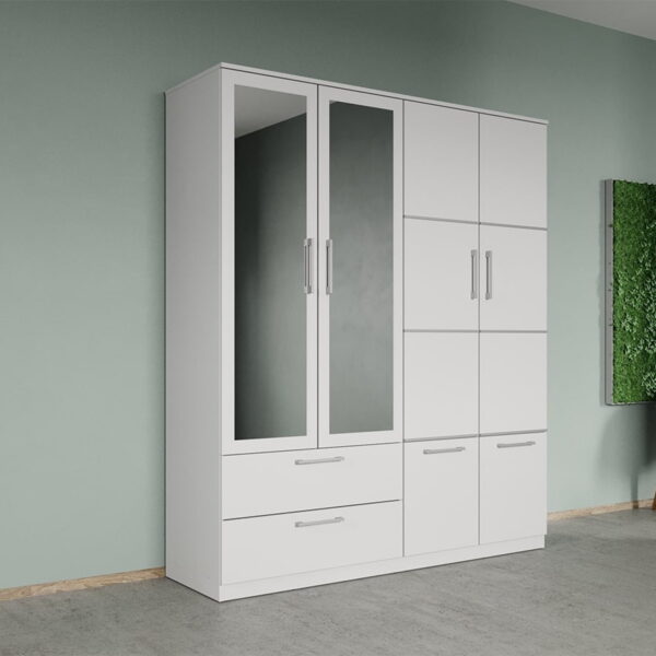 Dulap dormitor Alb 4U cu oglinda - Acapulco