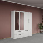 Dulap dormitor Alb 4U cu oglinda - Madrid