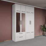 Dulap dormitor Alb 4U cu oglinda+suprapozabil - Madrid