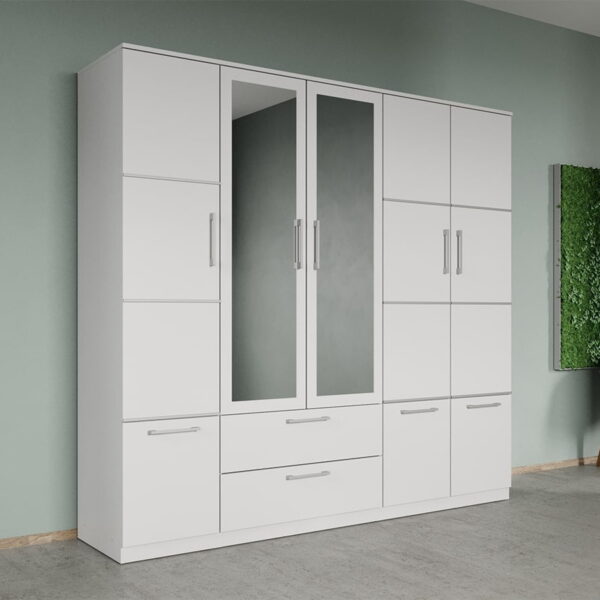 Dulap dormitor Alb 5U cu oglinda - Acapulco