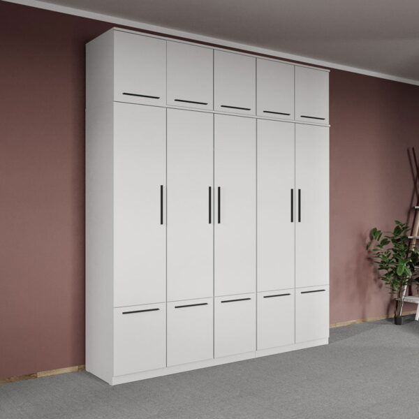 Dulap dormitor Alb 5U+suprapozabil - Madrid